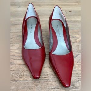 Vintage 1960s Bandolino Shoes - Deep Red Heels Size 8M